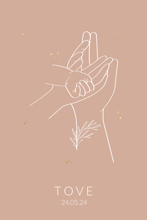 Geboortekaartje meisje handen line art