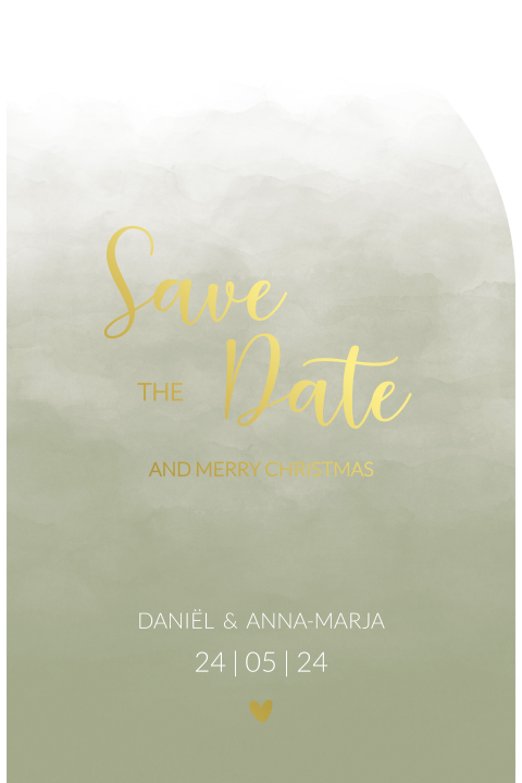 Save the date kerstkaart halve boog watercolor groen