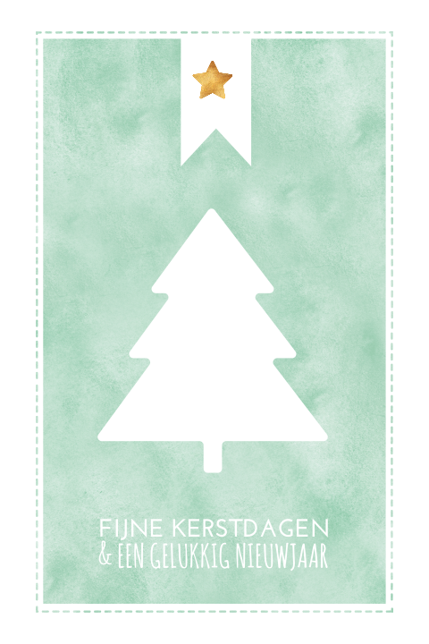 Hippe kerstkaart met groene watercolour en kerstboom