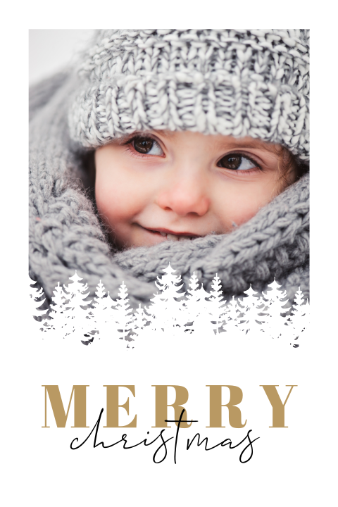 Originele fotokaart kerst met kerstbomen
