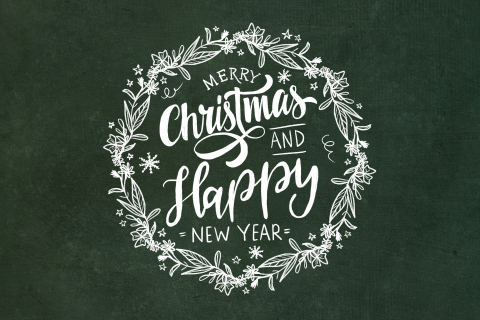 Kerstkaart handlettering met krans