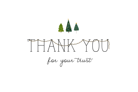 Zakelijke nieuwjaarskaart thank you kerstbomen illustratie