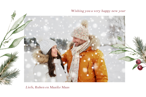 Kerstkaart botanisch met foto