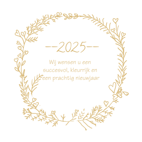 Nieuwjaarskaart met goudlook krans