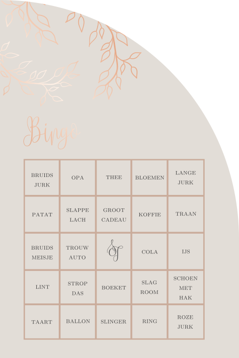 Bingo spel voor kinderen op de bruiloft