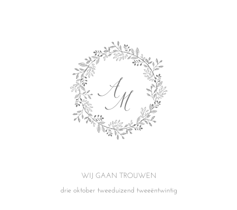 Klassieke trouwkaart met kransje - speciaal formaat