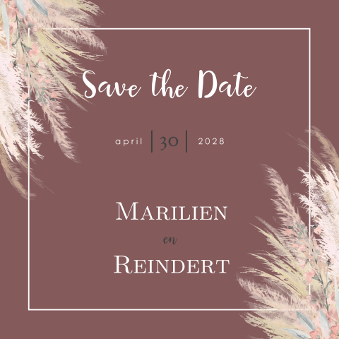 Save the Date kaart met pampasgras zelf maken