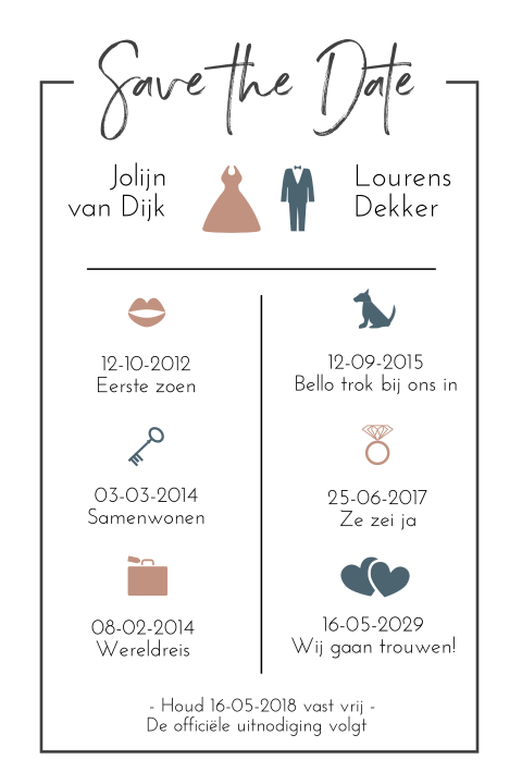 Save the Date infografic met icoontjes en foto