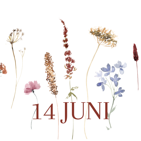 Sticker voor op envelop met bloemen en datum