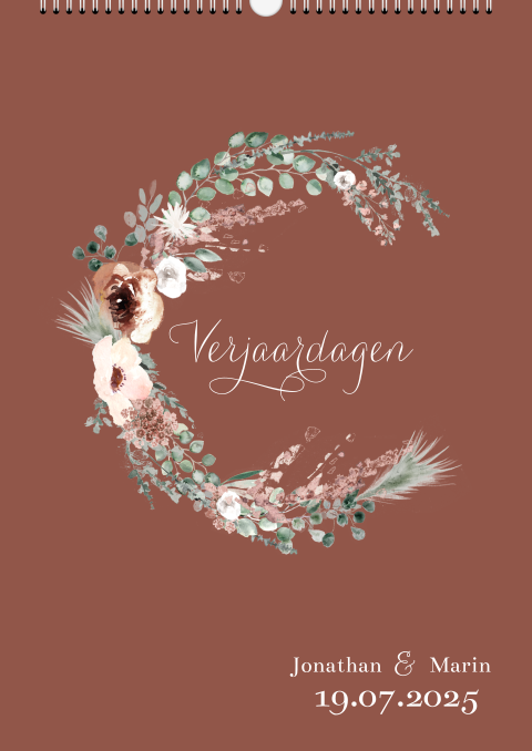 Kalender als gastenboek met boho bloemen
