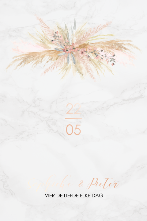 Trendy trouwkaart met Flower Cloud en roséfolie