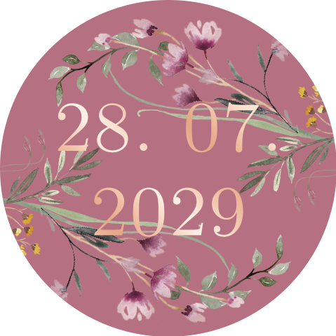 Roze sluitsticker met bloemen en rosefolie