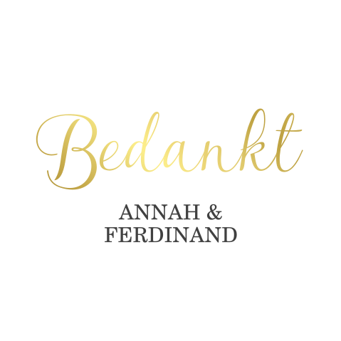 Bedanktsticker bij trouwhuisstijl Timeless Classic