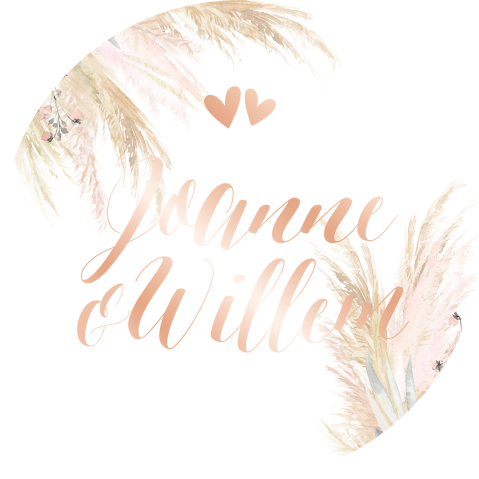 Sticker met droogbloemen en roze