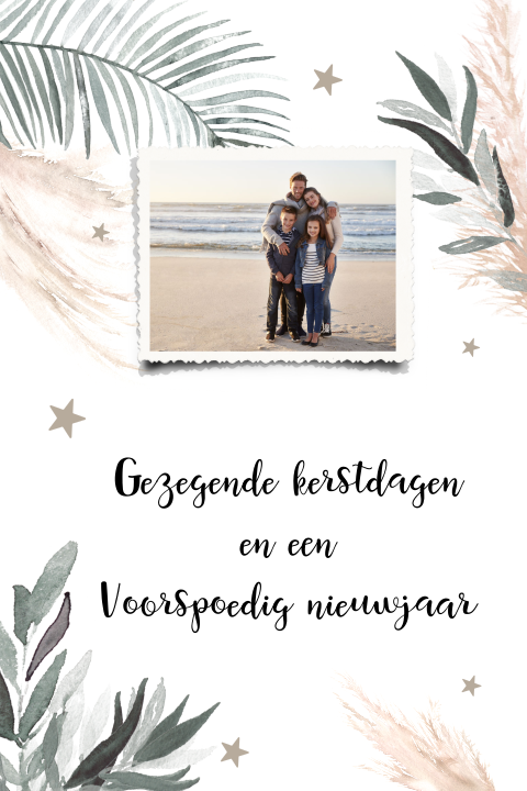 Gezegende kerstdagen met takjes en foto