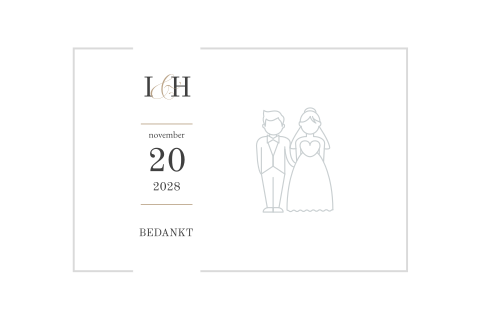 Klassieke bedankkaart in wit met logo