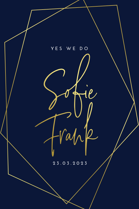 Moderne trouwkaart met goudfolie