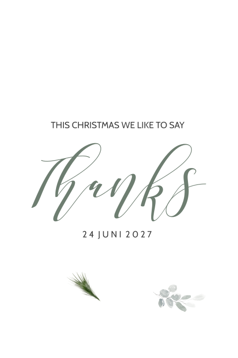 Kerstbedankkaart met eucalyptus en bloemen