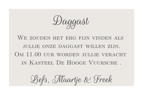 Extra kaartje bij klassieke trouwkaart