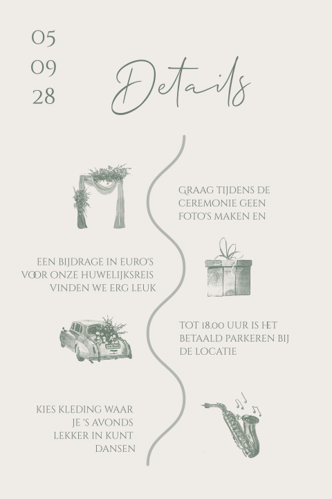Extra kaartje met icoontjes voor details