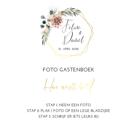 Bordje bij gastenboek Gold Geometric
