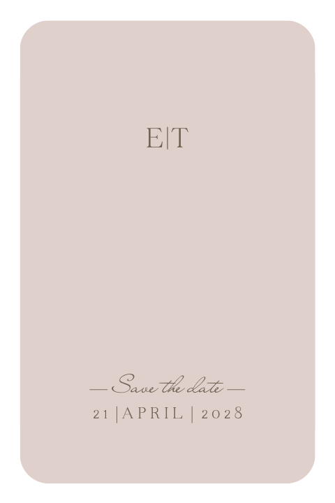 Unieke blush Save the Date met initialen