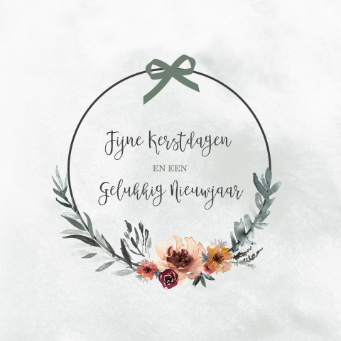 Kerstkaart met groene krans