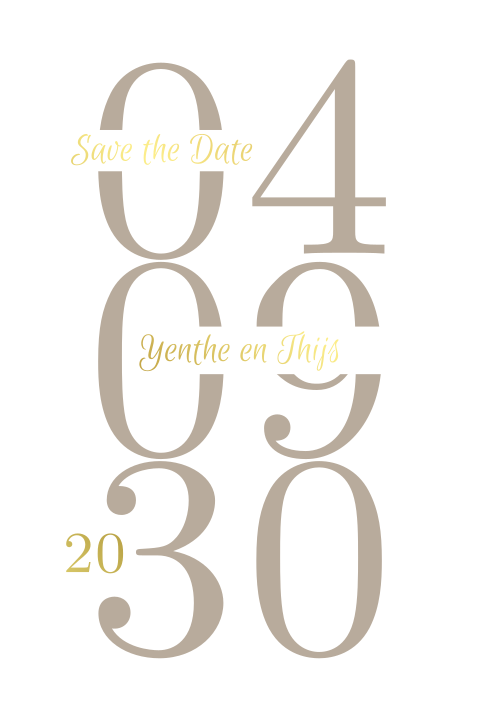 Save the Date met datum en goudfolie