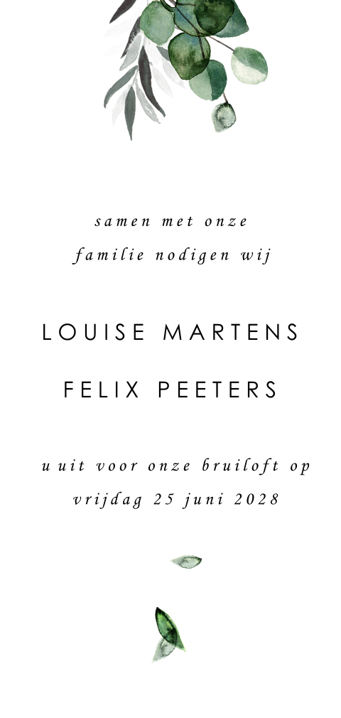 Trouwkaarten een paar groene blaadjes