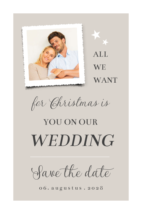 Save the Date kerstkaart met foto en leuke tekst