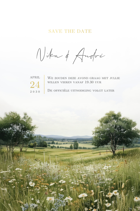Klassieke Save the Date met landschap
