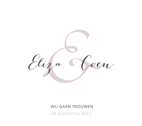 Eenvoudige trouwkaart met trendy letters - speciaal formaat