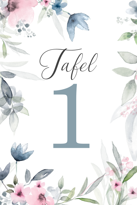Tafelkaart met bloemetjes  voor een gezellig diner