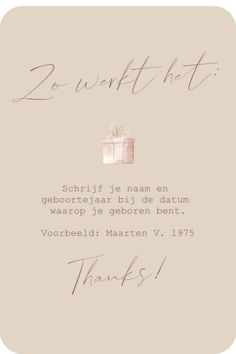 Bordje bij kalender met illustratie