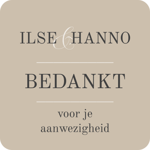 Sticker bedankt in taupe