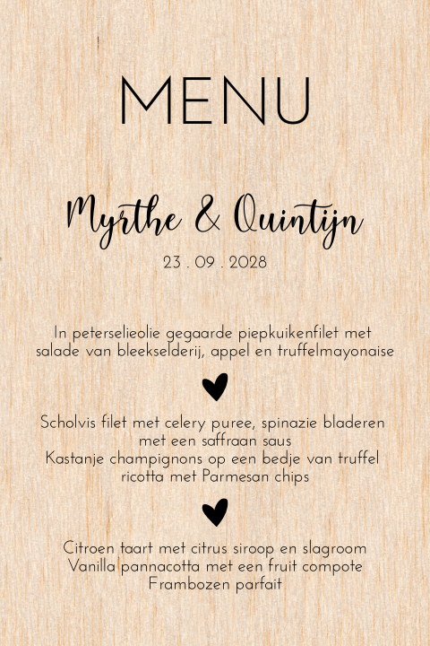 Menukaart van hout zelf maken