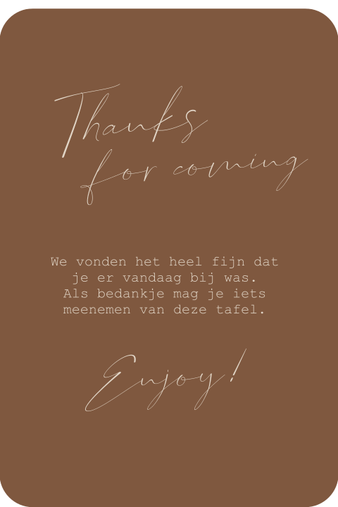 Trend bordje bij bedankjes