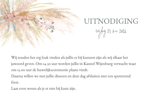 Extra kaartje passend bij trouwkaart met Flower Cloud