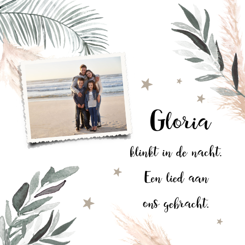 Christelijke kerstkaart Gloria met foto