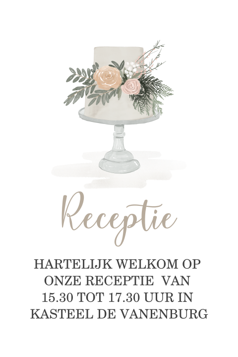 Extra kaartje bij trouwkaart voor de receptie