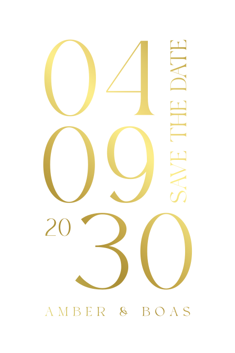 Klassieke Save the Date met datum in goudfolie