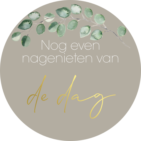 Sticker bij bedankje met goudfolie