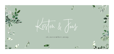 Mint groene trouwkaart met eucalyptus blaadjes