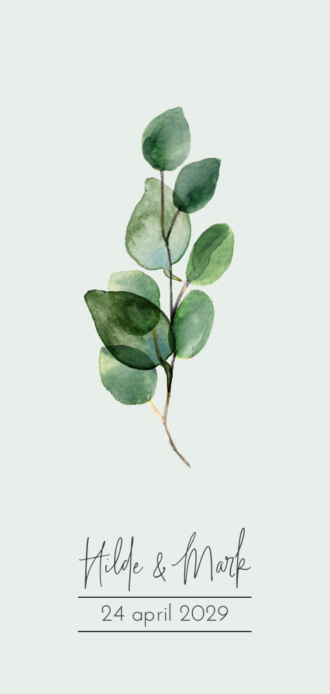 Botanische trouwkaart met eucalyptustakje