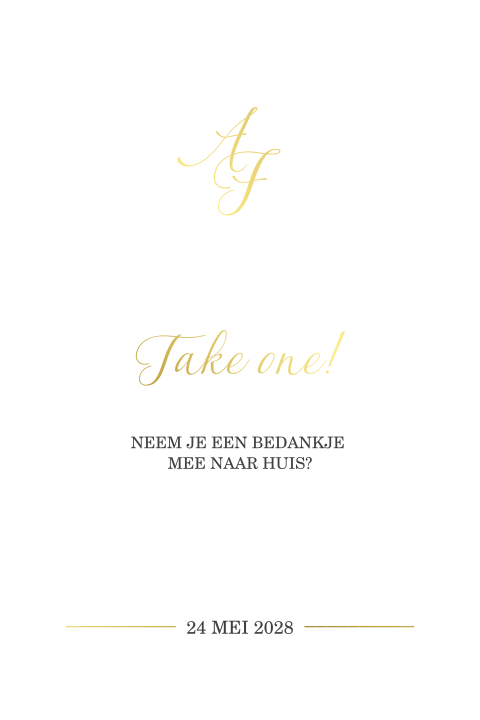 Klassiek bordje bij bedankjes