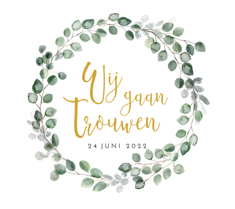 Trendy trouwkaart met eucalyptus - speciaal formaat