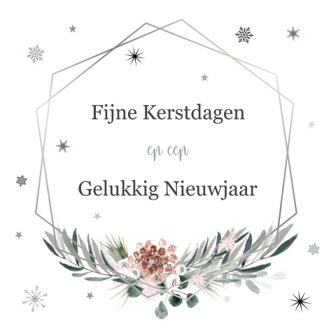 Kerstkaart met zilverfolie en eucalyptus