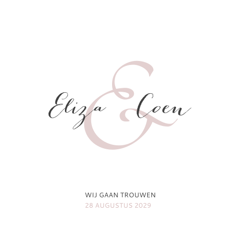 Klassieke trouwkaart namen en ampersand