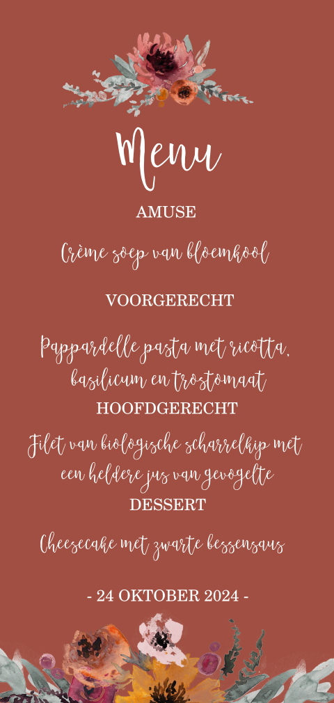 Sfeervolle menukaart als eye catcher