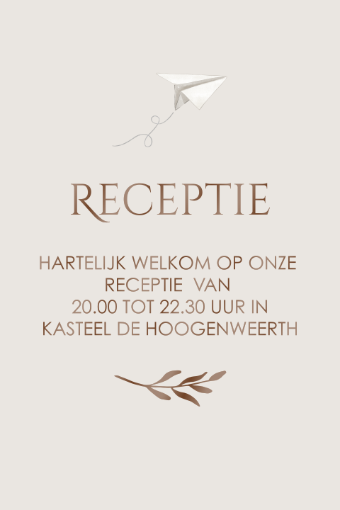 Extra kaartje in beige met blaadje